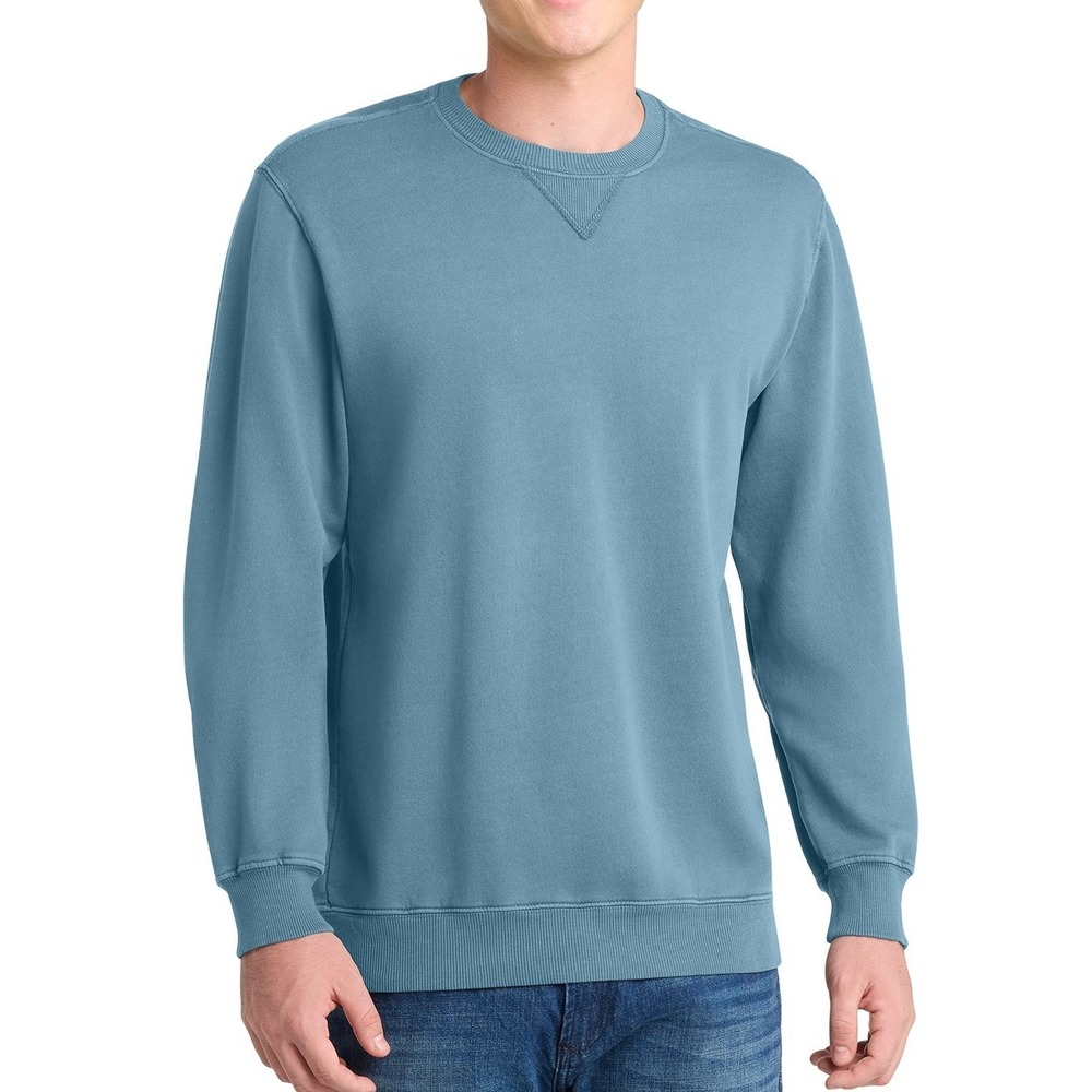 Port & Company New MEDIUM Beach Wash Crewneck Sweatshirt Unisex Mist Blue PC098